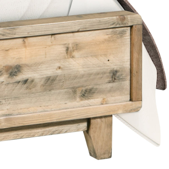 King Size Wooden Bed Frame in Solid Wood Antique Design Light Brown - RnR Galore