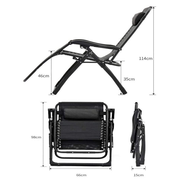 Kingsize Outdoor Folding Reclining Garden Beach Chair Sun Lounger Deck Recliner Silver Color - RnR Galore