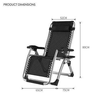 Kingsize Outdoor Folding Reclining Garden Beach Chair Sun Lounger Deck Recliner Silver Color - RnR Galore