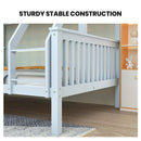Kingston Slumber Single Over Double Wooden Bunk Bed Frame, Triple Solid Pine 2 - in - 1 Modular Design, Converts to 2 Beds, For Kids, White - RnR Galore