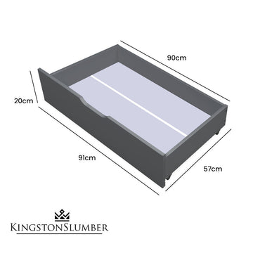 Kingston Slumber Trundle Storage Under Bunk Bed Drawers, 2 Pieces, Grey - RnR Galore