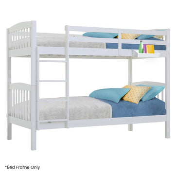 Kingston Slumber Wooden Kids Bunk Bed Frame, with Modular Design that can convert to 2 Single, White - RnR Galore