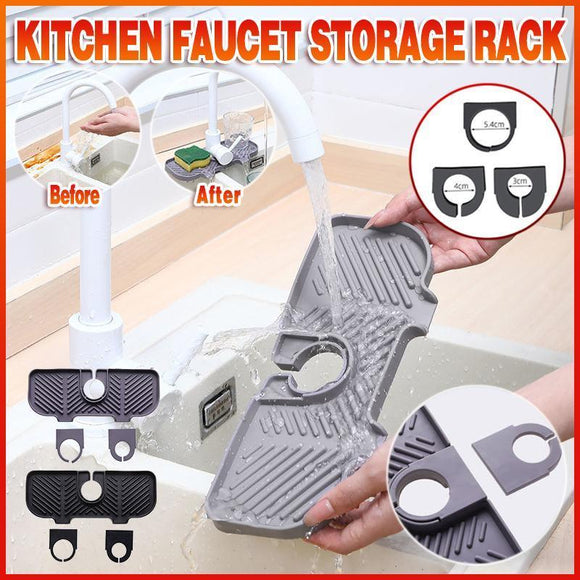 Kitchen Faucet Storage Rack Holder Soap Sponges Caddy Organizer Sink Basket Rack - Black - RnR Galore