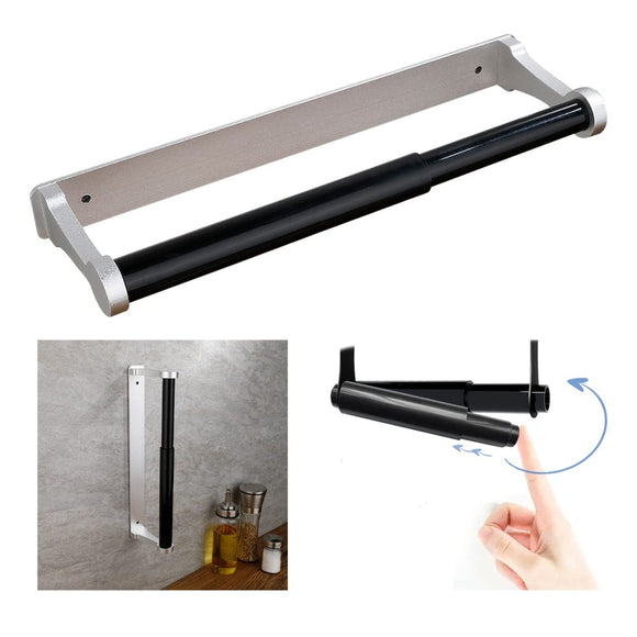 Kitchen Paper Holder Under Cabinet Screw Wall Mount Adhesive Paper Towel Holder Rectangle Silver - RnR Galore