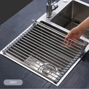 Kitchen Roll - Up Dish Drying Rack Foldable Drainer Over Sink 304 - Stainless Steel(Large:47*37cm) - RnR Galore