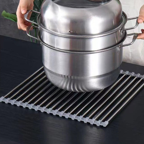 Kitchen Roll - Up Dish Drying Rack Foldable Drainer Over Sink 304 - Stainless Steel(Small:47*24cm) - RnR Galore