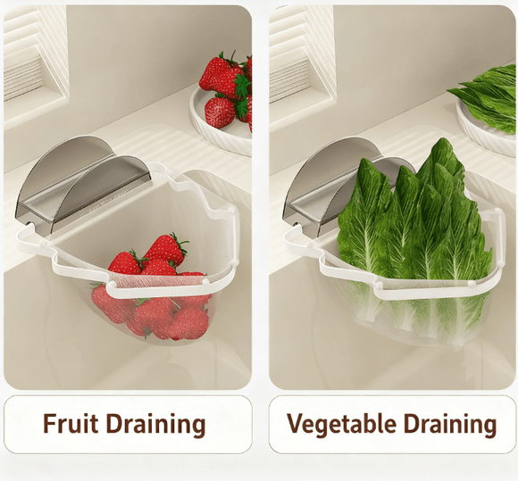 Kitchen Sink Filter Rack with 100 12cm*15cm Mesh Bags, Foldable Food Waste Strainer, Multi - functional Drain Basket（green） - RnR Galore