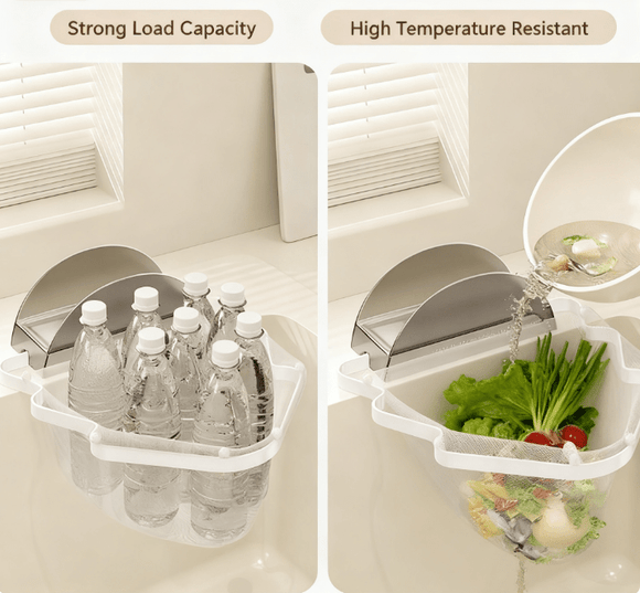 Kitchen Sink Filter Rack with 100 12cm*15cm Mesh Bags, Foldable Food Waste Strainer, Multi - functional Drain Basket（green） - RnR Galore