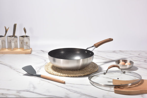 Kylin 3 Layer Stainless Steel Non Stick Noka Wok 30cm - RnR Galore