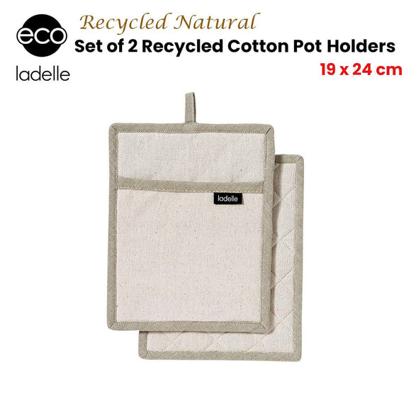 Ladelle Eco Recycled Natural Set of 2 Pot Holders 19 x 24 cm - RnR Galore