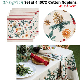 Ladelle Set of 4 Evergreen 100% Cotton Napkins 45 x 45 cm - RnR Galore