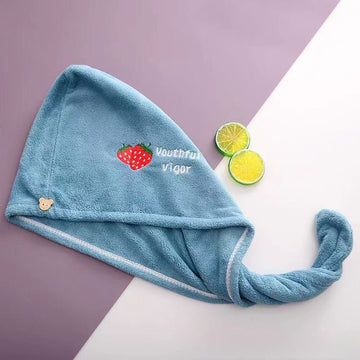Ladies' Soft Quick - Dry Shower Cap Towel - Delicate Embroidery, Essential for a Refreshing Bath（light blue） - RnR Galore