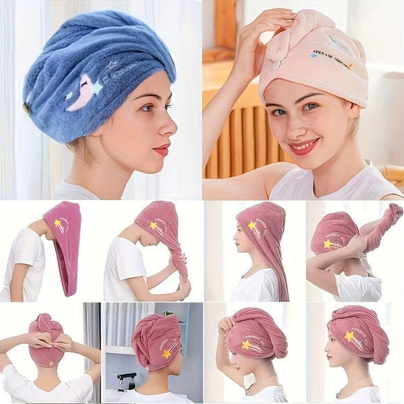 Ladies' Soft Quick - Dry Shower Cap Towel - Delicate Embroidery, Essential for a Refreshing Bath（PINK） - RnR Galore
