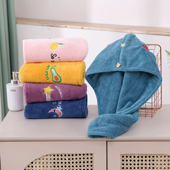 Ladies' Soft Quick - Dry Shower Cap Towel - Delicate Embroidery, Essential for a Refreshing Bath（yellow） - RnR Galore