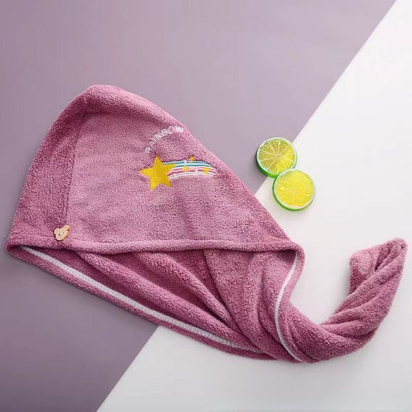 Ladies' Soft Quick - Dry Shower Cap Towel - Delicate Embroidery, Essential for a Refreshing Bath（yellow） - RnR Galore