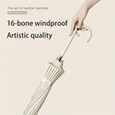 Large 16 Bone Automatic Umbrella Unisex Long Handle Dual Use Rain Sun Umbrella - White - RnR Galore