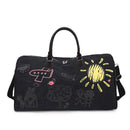 Large Capacity Canvas Travel Duffel Bag with Doodle Print - Weekend & Gym Tote(black) - RnR Galore