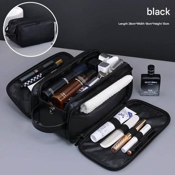 Large Capacity PU Leather Toiletry Bag - Multi - Compartment Dopp Kit & Cosmetic Organizer(black) - RnR Galore