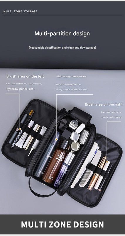 Large Capacity PU Leather Toiletry Bag - Multi - Compartment Dopp Kit & Cosmetic Organizer(Tan) - RnR Galore
