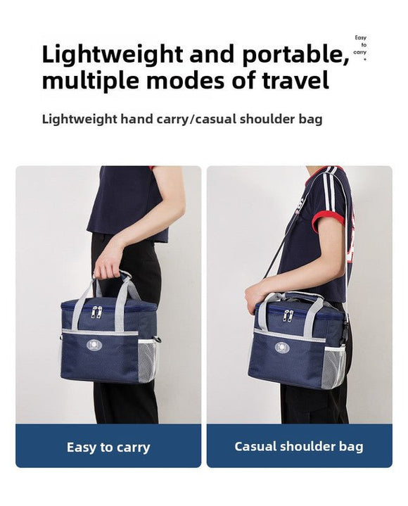 Large Insulated Cooler Bag Thermal Lunch Tote 16L Capacity with Adjustable Shoulder Strap for Picnics Camping & Work Navy Blue - RnR Galore