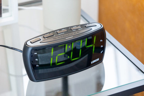 Large Number Alarm Clock & AM/FM Radio, Bold Green LED Time Screen - RnR Galore