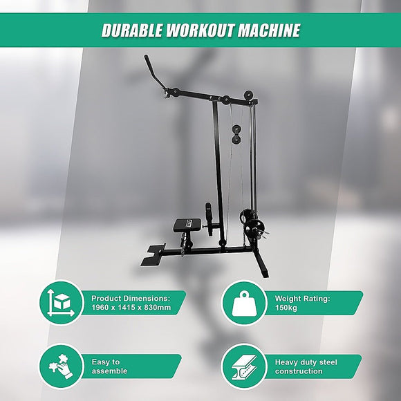 Lat Pulldown Low Row Fitness Machine – Home Gym Strength Trainer - RnR Galore