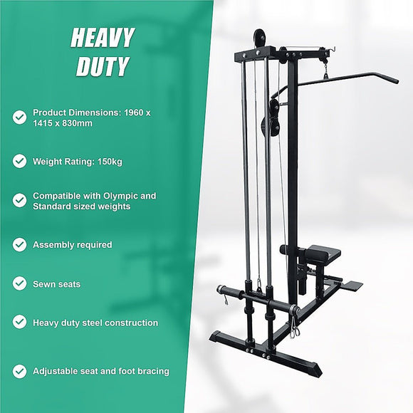 Lat Pulldown Low Row Fitness Machine – Home Gym Strength Trainer - RnR Galore
