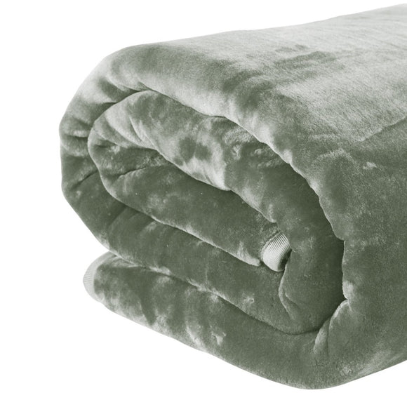 Laura Hill 600 - GSM Mink Blanket Queen Size Double - Sided Soft Plush Bed Faux Throw Rug 220 X 240cm Sage - RnR Galore