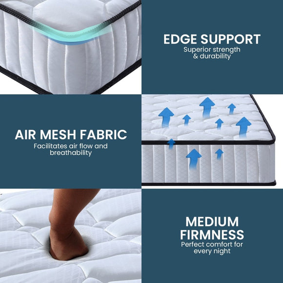 Laura Hill King Single Size Mattress Pocket Spring High Density Foam For Bed - RnR Galore