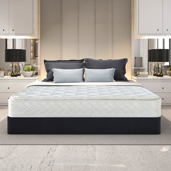 Laura Hill Mattress Queen Size Pillow Top Pocket Spring High Density Foam 22cm - RnR Galore