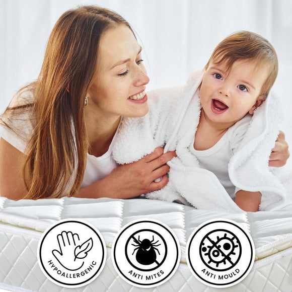 Laura Hill Mattress Queen Size Pillow Top Pocket Spring High Density Foam 22cm - RnR Galore