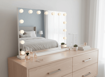 LED Beauty Mirror with 15 Bulbs, Colour Settings, USB A and USB C, White, 58 × 48cm - RnR Galore