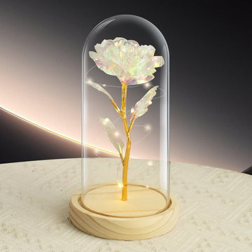 LED Eternal Colorful Rose in Glass Dome – Anniversary Flower Gift for Her, Mom, or Girlfriend - RnR Galore