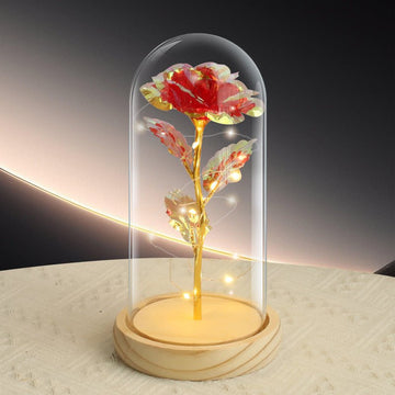 LED Eternal Red Rose in Glass Dome – Anniversary Flower Gift for Her, Mom, or Girlfriend - RnR Galore