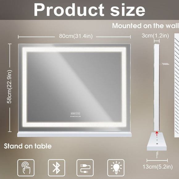 LED Makeup Mirror Bluetooth Touch Sensor Hollywood Vanity - RnR Galore