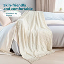 Light grey Nordic Knitted Throw Blanket with Tassels 130x230cm Soft Acrylic Diamond Pattern Sofa Cover Bed Runner and Travel Blanket - RnR Galore