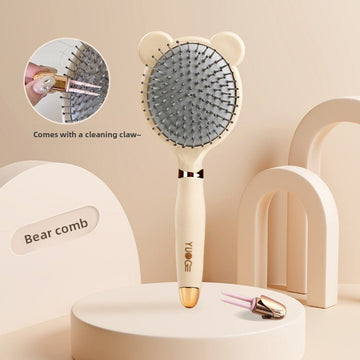 Little Bear Comb Soft Touch Air Cushion Hair Brush with Built - in Cleaning Claw Detangling Massage Comb for Wet and Dry Hair Gentle Scalp Care - RnR Galore