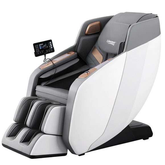 Livemor 4D Massage Chair Electric Recliner Double Core Mechanism Massager ROWA White - RnR Galore