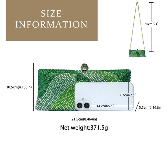 Luxury Black Rhinestone Evening Clutch Bag Women Crystal Sparkle Formal Purse with Chain Strap for Wedding Party Prom - RnR Galore