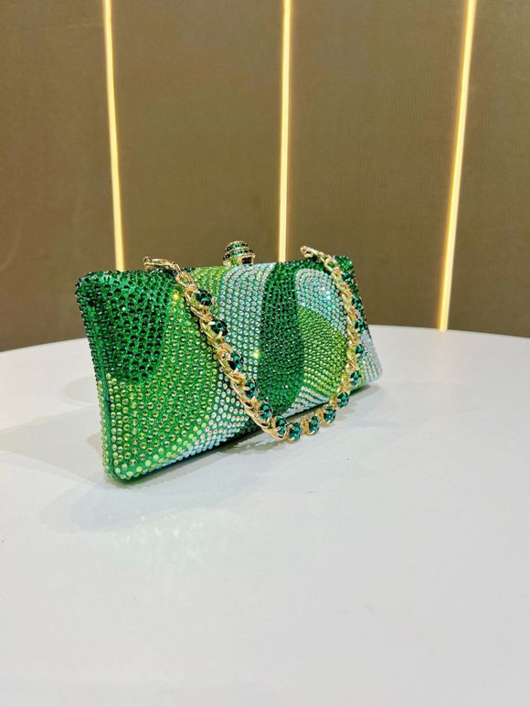Luxury Black Rhinestone Evening Clutch Bag Women Crystal Sparkle Formal Purse with Chain Strap for Wedding Party Prom - RnR Galore