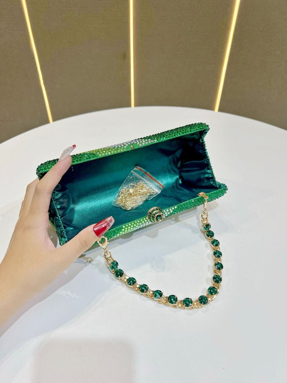 Luxury Golden Rhinestone Evening Clutch Bag Women Crystal Sparkle Formal Purse with Chain Strap for Wedding Party Prom - RnR Galore