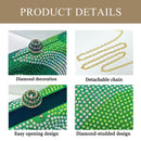 Luxury Green Rhinestone Evening Clutch Bag Women Crystal Sparkle Formal Purse with Chain Strap for Wedding Party Prom - RnR Galore