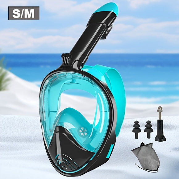 L/XL full - face silicone snorkeling mask, full - dry panoramic snorkeling mirror, camera bracket, large frame anti - leakage and anti - fog swimming mirror set, suitable for adults. - RnR Galore