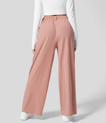 M Pink Drapey High - Waist Wide - Leg Trousers - Loose Fit Casual Long Pants for Women - RnR Galore