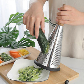 Manual Food Processor - Grater, Grinder & Slicer with Wooden Handle 27cm - RnR Galore