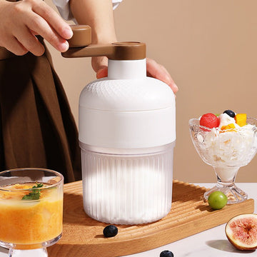 Manual Ice Shaver Machine Portable Hand - Crank Snow Cone Maker for Home Use with 2 Ice Cube Molds - RnR Galore