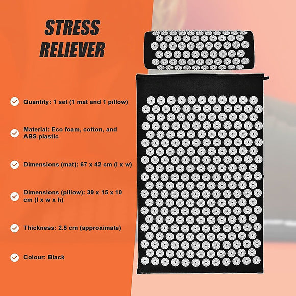Massage Acupressure Yoga Mat With Pillow Sit Mats Cut Pain Stress Soreness - RnR Galore