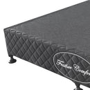 Mattress Base Ensemble Queen Size Solid Wooden Slat in Charcoal with Removable Cover - RnR Galore
