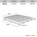 Mattress Base Ensemble Queen Size Solid Wooden Slat in Charcoal with Removable Cover - RnR Galore