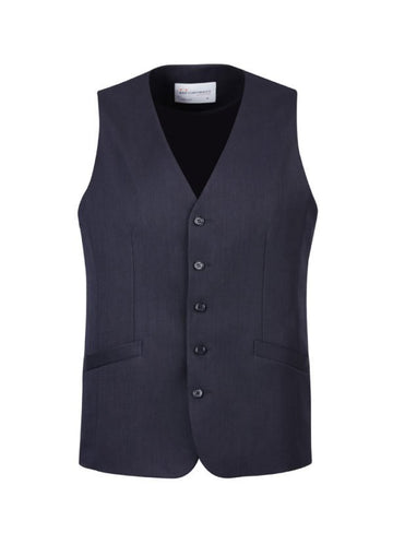 Mens Bamboo Blend Longline Vest Waistcoat w/ Stretch Business Forrnal Dress - Navy - 102 - RnR Galore